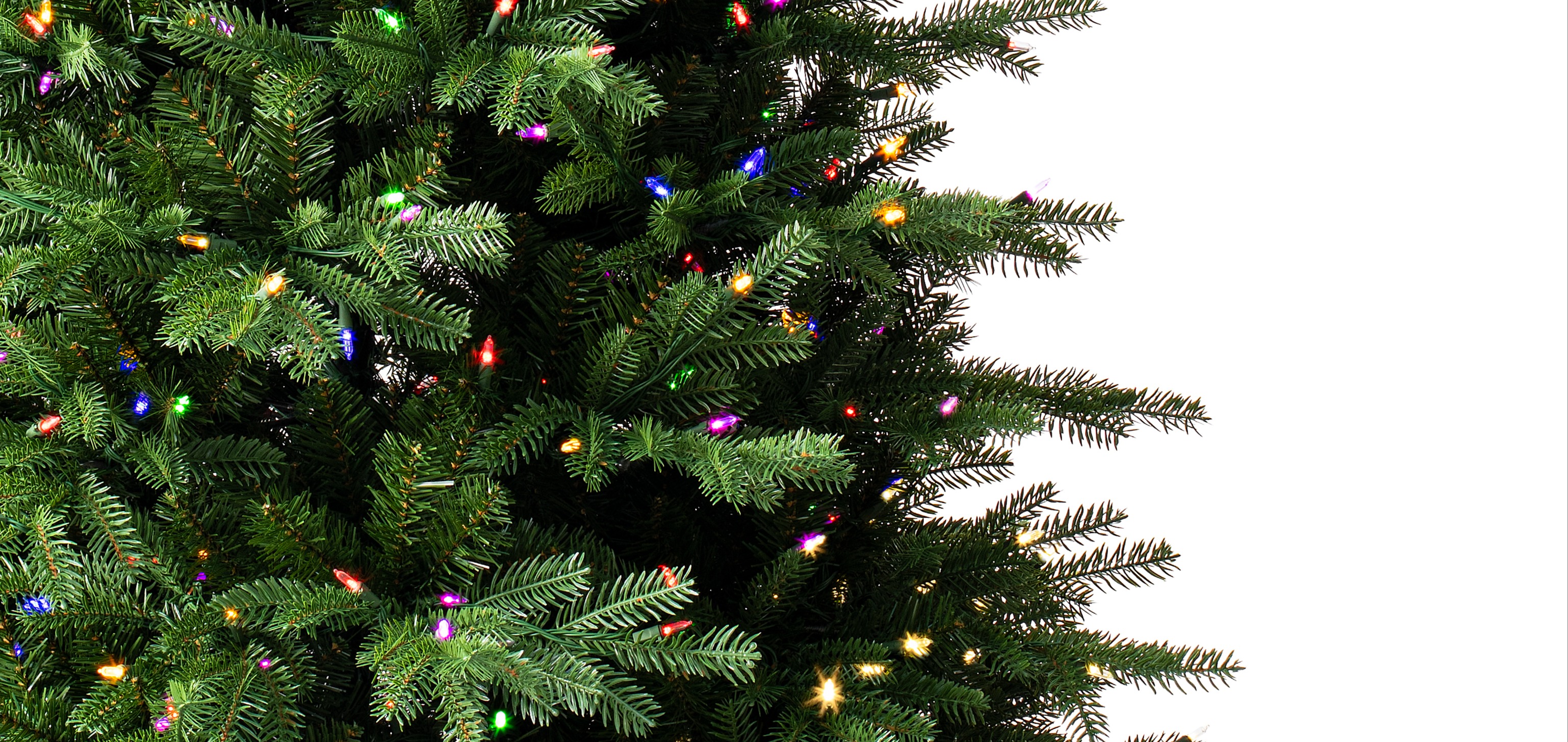 Vickerman colored lights on artificial Christmas tree